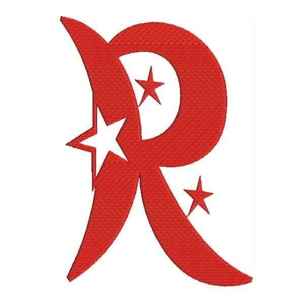 R Star Logo - Moon Star Embroidery Alphabets R