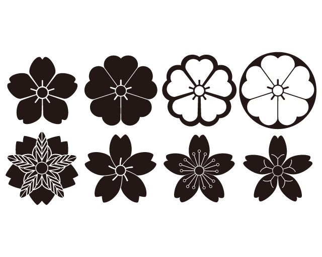 Japan Flower Logo - SAKURA KAMON family crest for Japanese cherry Japan Vector. Imges