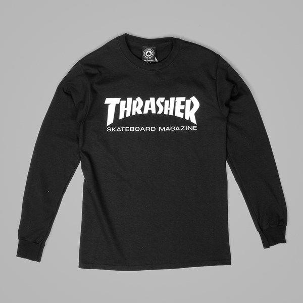 Skating Black and White Thrasher Logo - THRASHER SKATE MAG LOGO LS TEE BLACK | THRASHER Tees