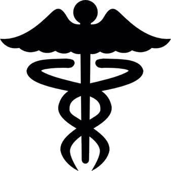 Black and White Medical Logo - Caduceus medical symbol Icon