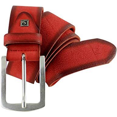 Wide Red P Logo - Belt Pierre Cardin, washed, Full-Grain leather with Kanteneffekt ...