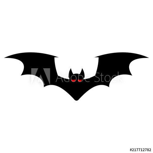 Bat with Red Background Logo - Bat silhouette with red eyes isolated on a white background. Vector ...