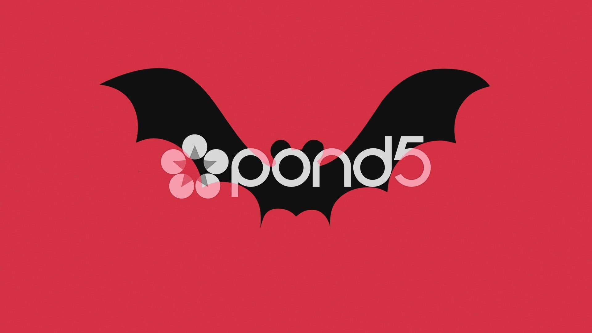 Bat with Red Background Logo - Silhouette bat on a red background ~ Video Clip #56182127