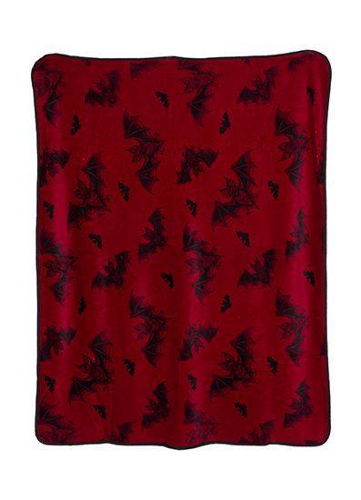 Bat with Red Background Logo - Sourpuss Red Bat Attack Gothic Blanket