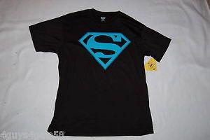 Turquoise Superman Logo - Mens Tee Shirt Black S/S Turquoise SUPERMAN Logo Emblem DC Comics M ...