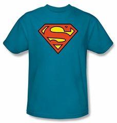 Turquoise Superman Logo - Superman Logo T-shirt DC Comics Adult Turquoise Tee Shirt - Superman ...