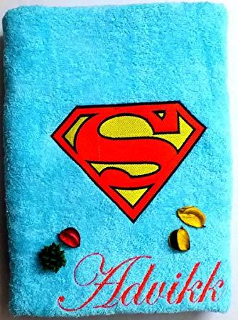 Turquoise Superman Logo - TurtleLittle Superman Logo Personalised Turquoise Kids Bath Towel ...