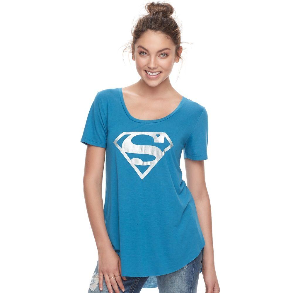 Turquoise Superman Logo - Juniors' Superman Graphic Tee, Teens, Size: Small, Turquoise/Blue ...