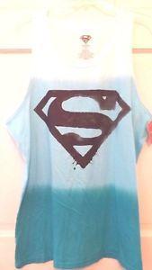 Turquoise Superman Logo - Mens Tank Tshirt Blue White Turquoise Layers Superman Logo Print ...