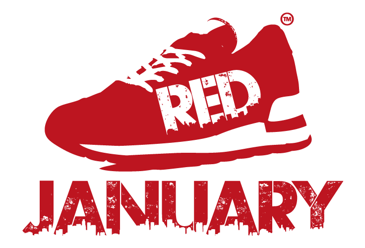 Single Red Quote Logo - Support Mental Health through Exercise | RED January