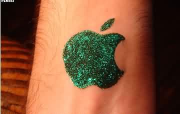 New 2016 Small Apple Logo - Green Ink Glitter Small Apple Logo Tattoo - Golfian.com
