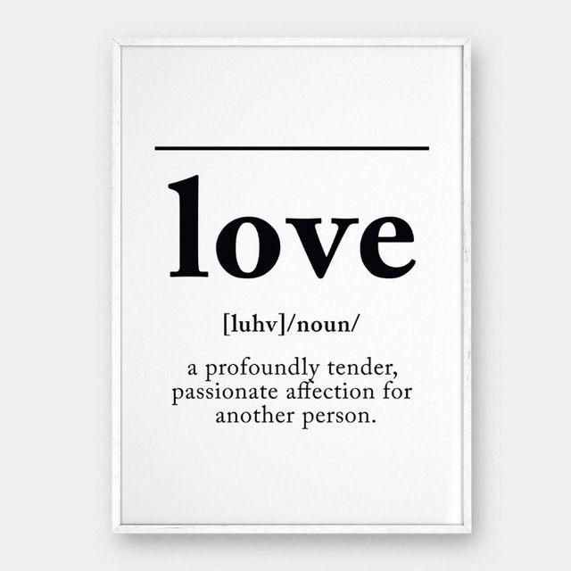 Mean Person Black and White Logo - LOVE Definition Wall Art Canvas Painting Black White Poster Print ...
