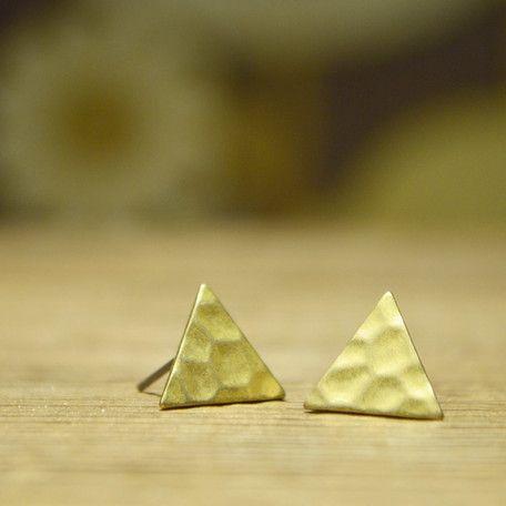 Hammer Triangle Logo - Brass Triangle Hammer Gold Pierced Earring. Export Japanese
