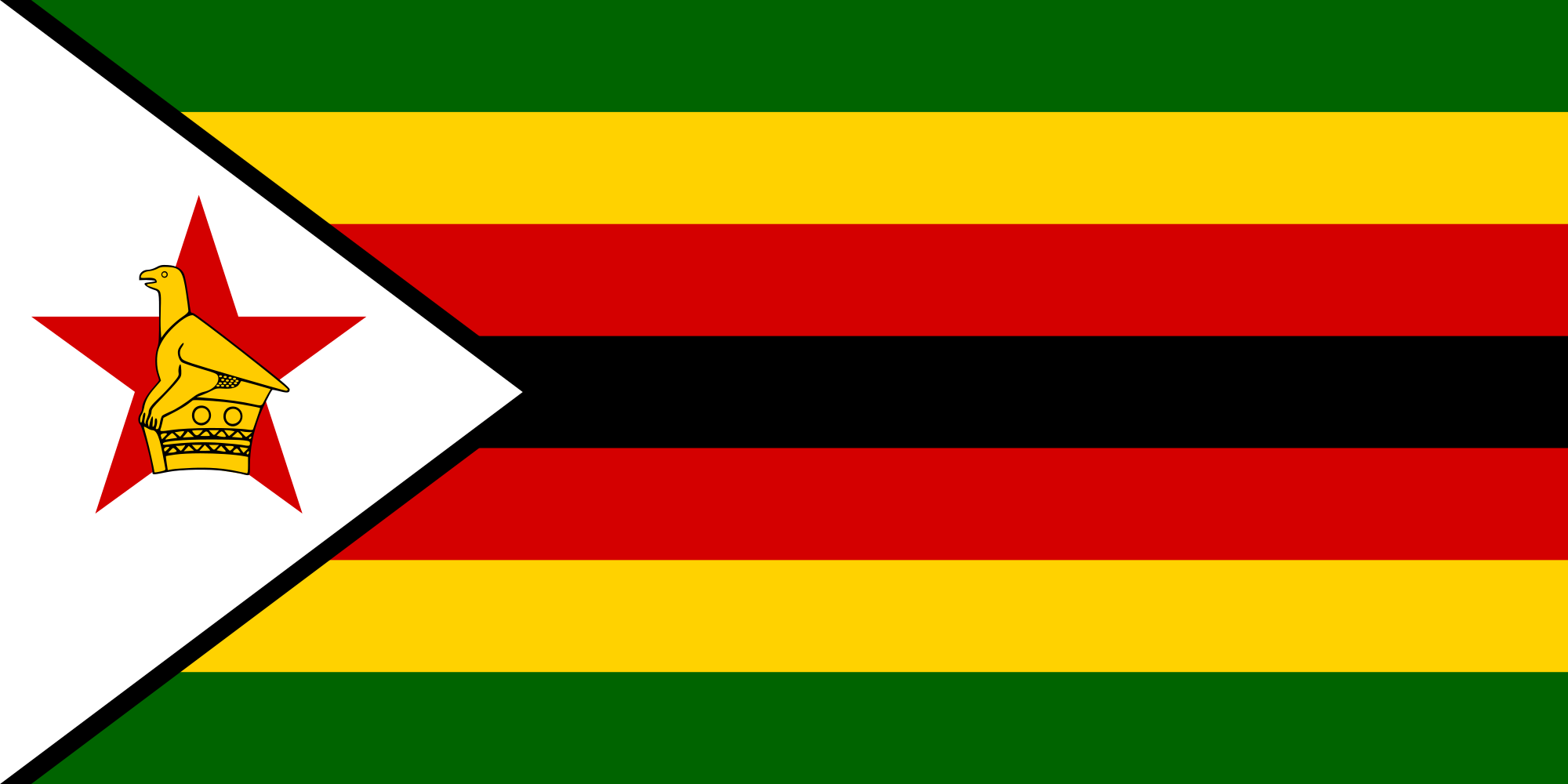 Striped Green Yellow Triangle Logo - Flag of Zimbabwe