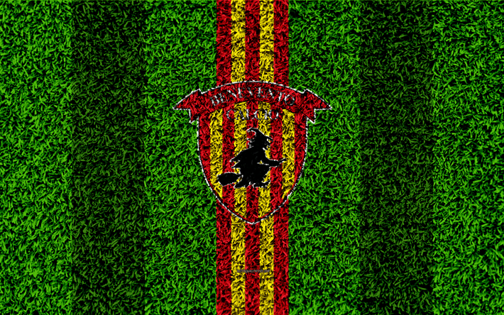 Yellow and Red Lines Logo - Download wallpapers Benevento FC, 4k, logo, football lawn, Italian ...