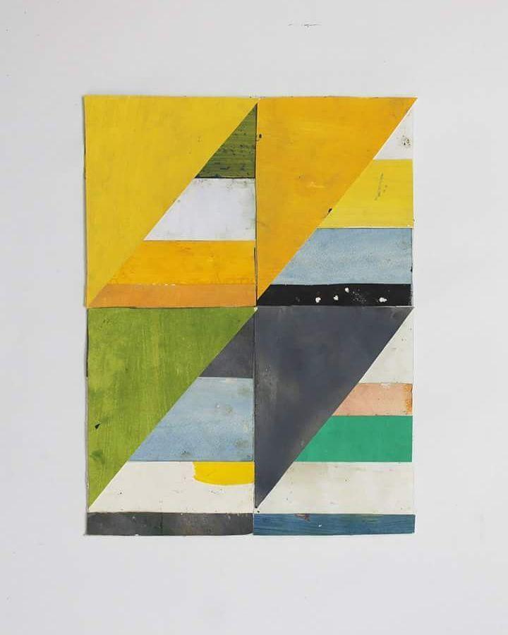 Striped Green Yellow Triangle Logo - Jai Llewellyn on Instagram: “Painted papers, collage, 2017 #colour ...