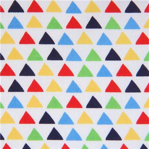 Striped Green Yellow Triangle Logo - white Michael Miller fabric lime green yellow blue triangle Little