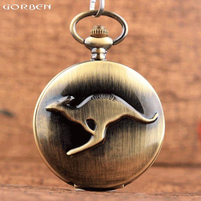 Bronze Kangaroo Logo - Gorben Watch Unique Design Kangaroo Pocket Watch Bronze Quartz ...