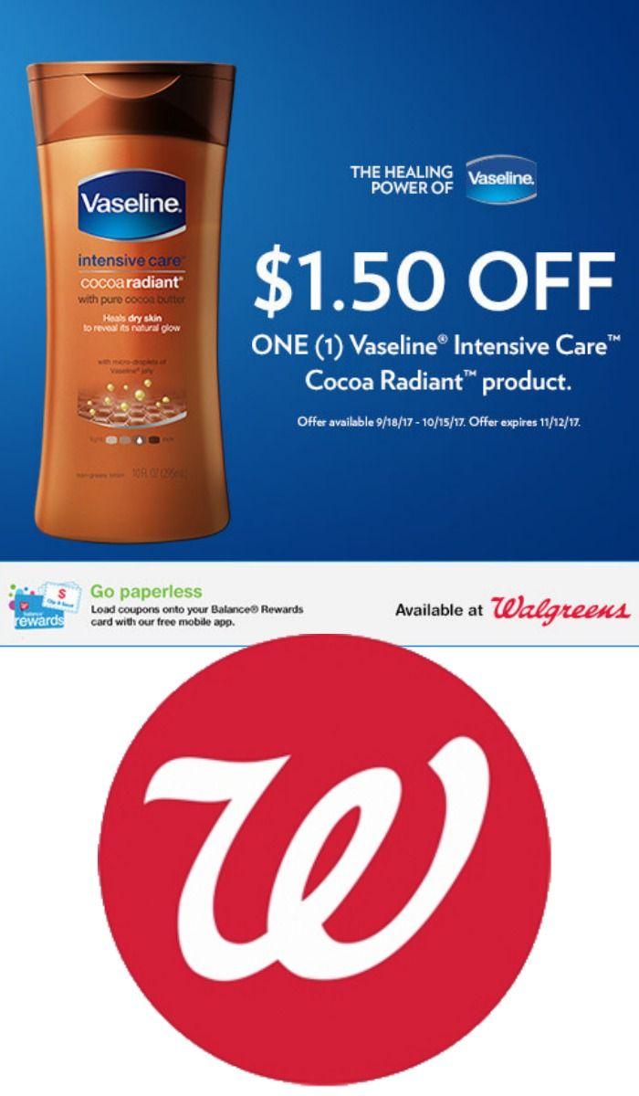 Vasoline and Blue Red Logo - New $1.50 1 Vaseline Intensive Care Cocoa Radiant Walgreens Coupon