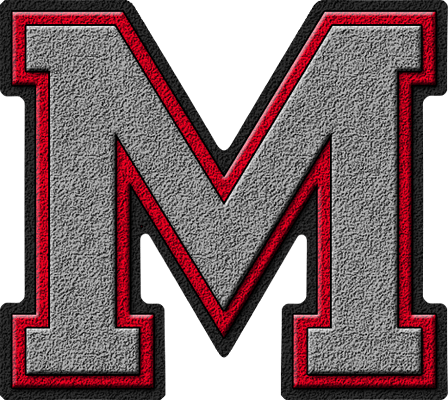 Red Letter M Logo - Presentation Alphabets: Silver & Red Varsity Letter M