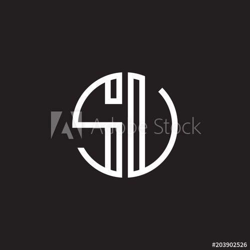 SV Circle Logo - Initial letter SU, SV, minimalist line art monogram circle shape