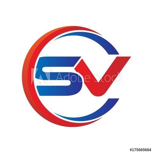 SV Circle Logo - sv logo vector modern initial swoosh circle blue and red this