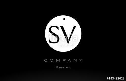 SV Circle Logo - SV S V simple black white circle alphabet letter logo vector icon