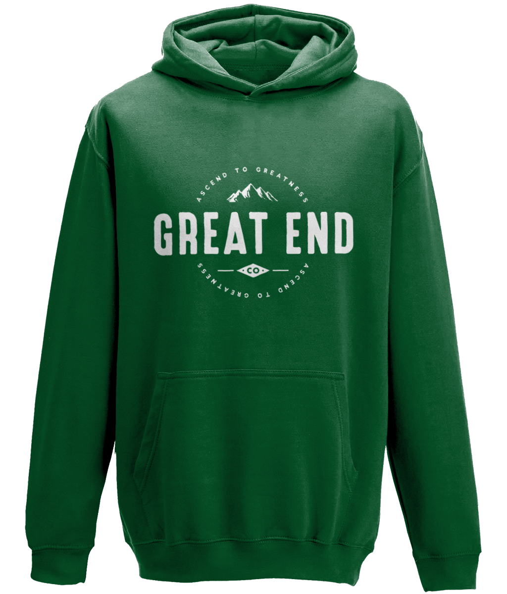 Bottle Green Logo - Bottle Green Hoodie with White Great End Logo - Great End Co