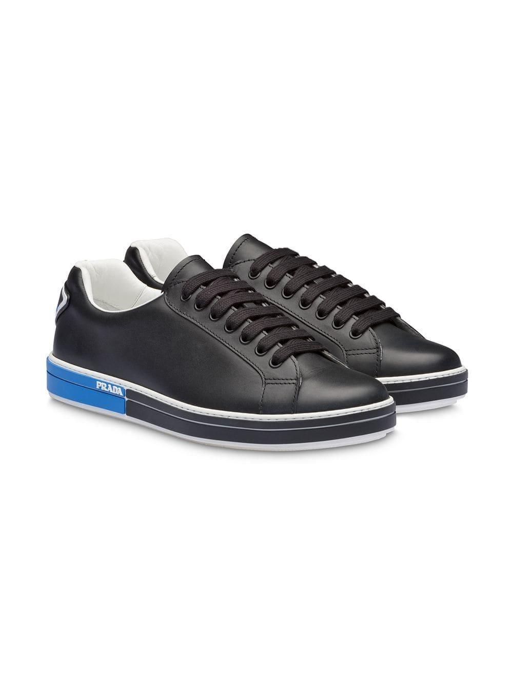Blue and Black with Triangle Logo - Lyst - Prada Rubber Triangle Logo Sneakers in Black for Men
