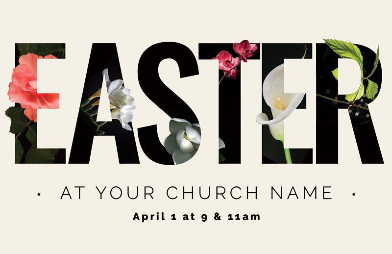 Church Flower Logo - Easter Flower Letters Postcard - Church Postcards - Outreach Marketing