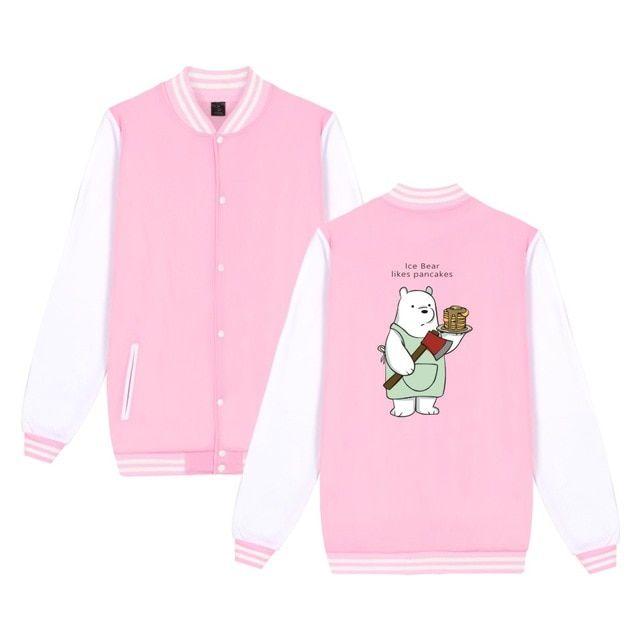 Pink Clothing Brand Logo - We Bare Bears Jacket Hoodies Men Casual Pink Clothing We Bare Bears ...