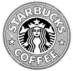 Black Starbucks Logo - starbucks, logo, drawing, tumblr, black and white, coffee. Art