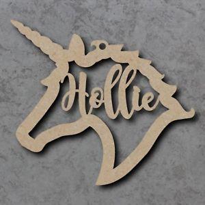 Wood Shape Logo - Large Personalised Name MDF Unicorn Head Craft Wooden Shape Blank