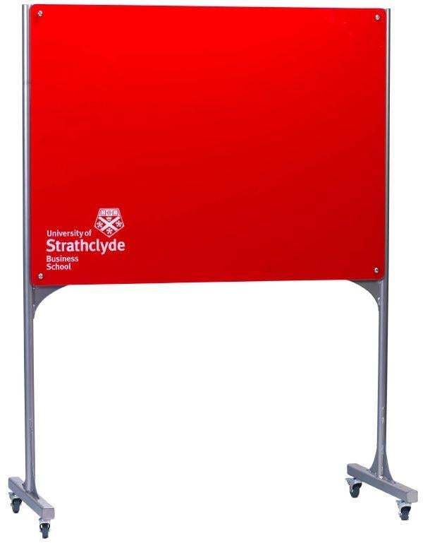 Red Mobile Logo - Mobile Glassboard With Custom Logo 1200 x 900mm Red