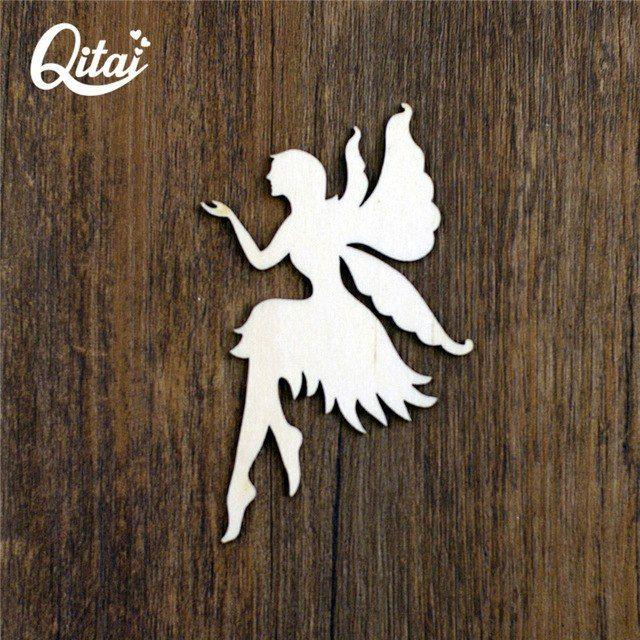 Wood Shape Logo - QITAI 12 Pcs/Lot Cute Animal Shape Angel Wooden Decor Laser Cut ...