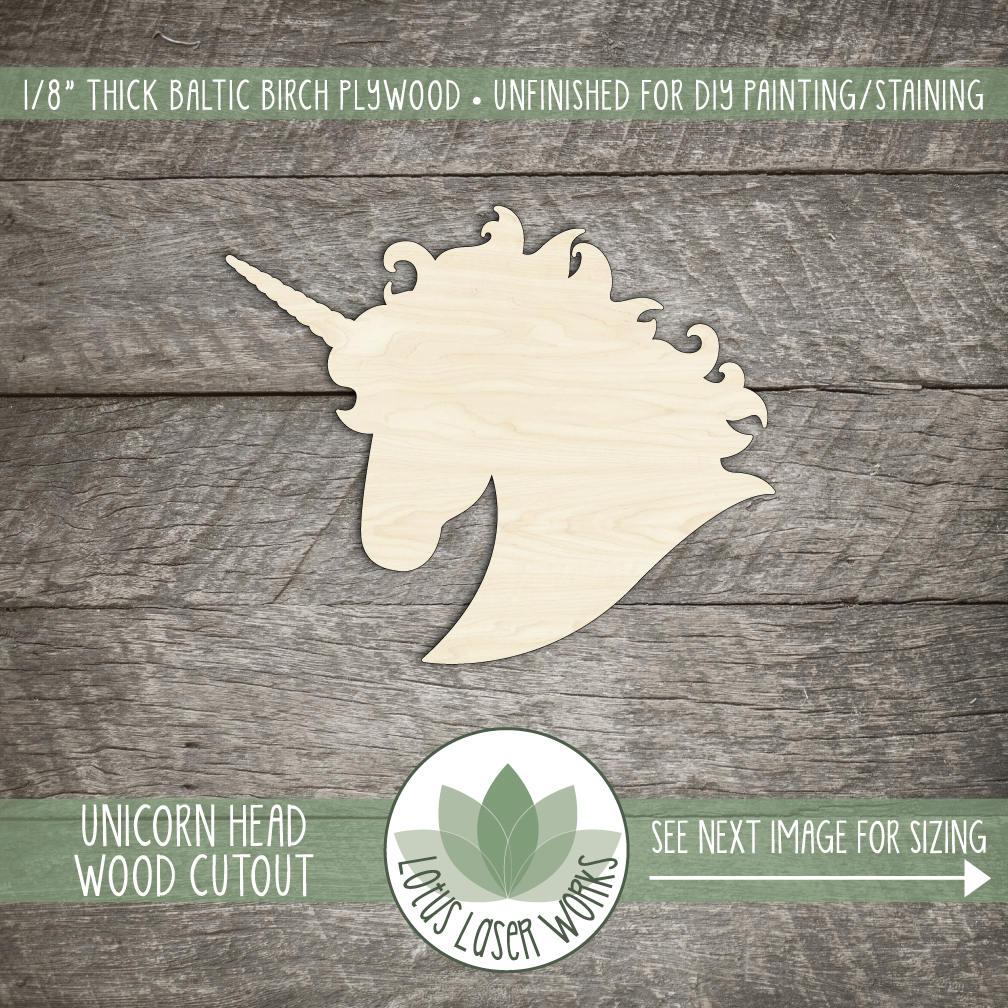 Wood Shape Logo - Unicorn Head Wood Shape Cut Out Wooden Unicorn Unicorn Party | Etsy