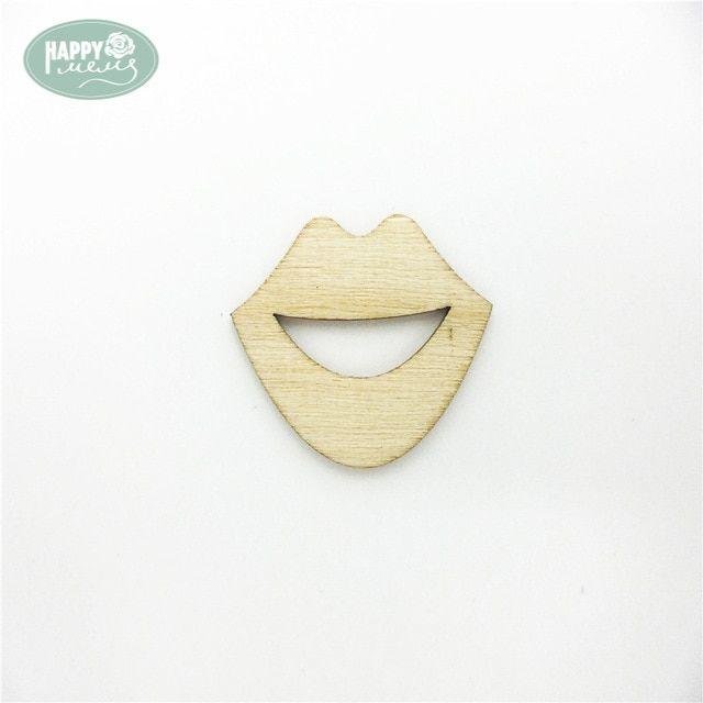 Wood Shape Logo - Happymems Wood Shapes 10pcs Lot Lip Shape Laser Cutting Wooden