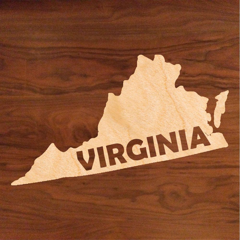 Wood Shape Logo - State of Virginia Wooden Shape with State Name Birch Wood - NS98930-VA -