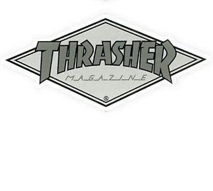 Silver Diamond Logo - THRASHER Diamond Logo Skateboard Sticker 10cm SILVER / GREY Skate