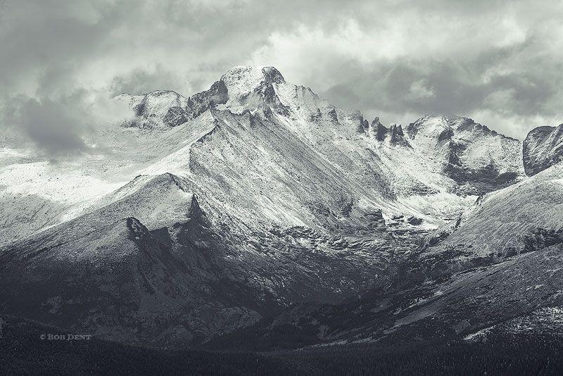 Black and White Mountain Peak Logo - Storm Over Longs Peak : Photo Gallery : Bob Dent Photography ...