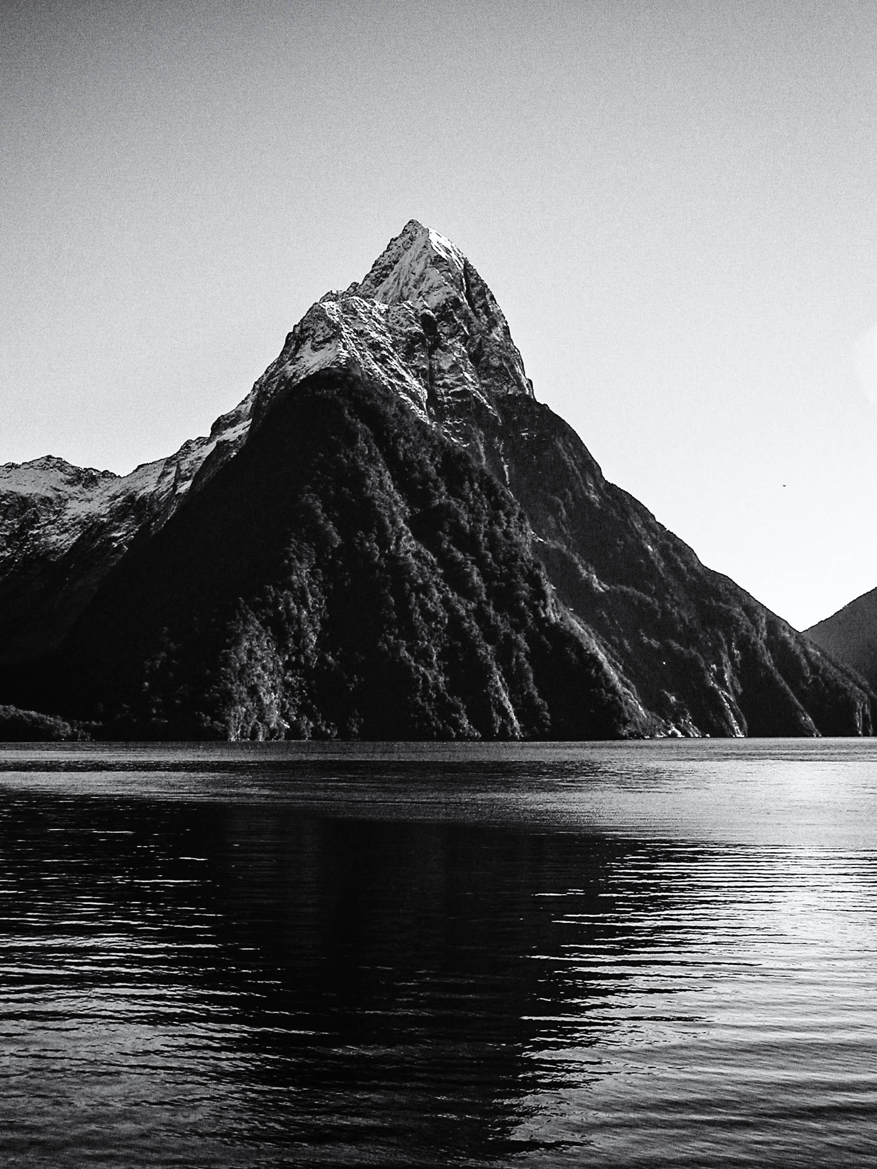 Black and White Mountain Peak Logo - Milford Sound – Photography by CyberShutterbug