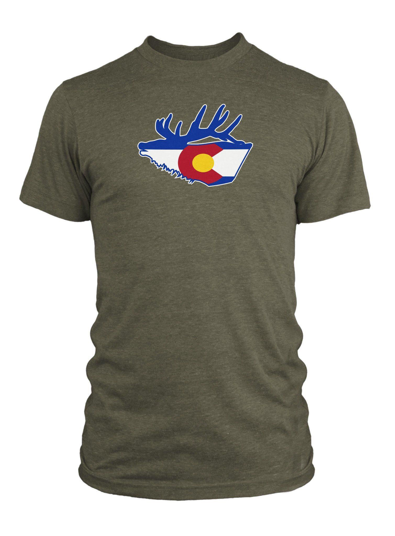 Elk Clothing Logo - Colorado Flag Elk Shirt | Rep Your Water
