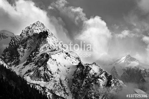 Black and White Mountain Peak Logo - Black and white picture of snowy mountain peak