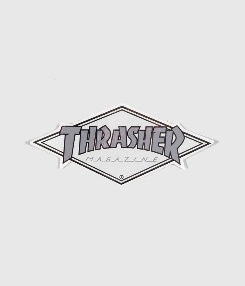 Silver Diamond Logo - Thrasher Skateboard Magazine Diamond Logo Silver Grey