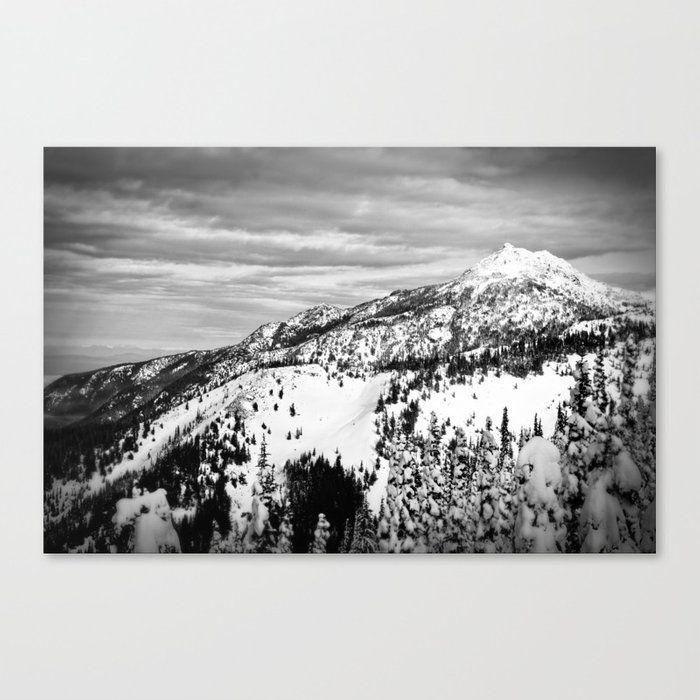Black and White Mountain Peak Logo - Snowy Mountain Peak Black and White Canvas Print by kurtrahn | Society6