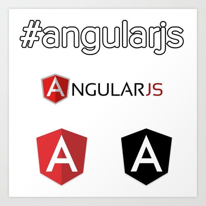 Red Angular Logo - angularjs black Angular developer logo sticker white red angular.js