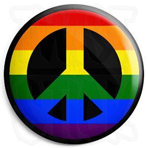 Hippie Love Logo - Peace Symbol Rainbow Button Badge Logo
