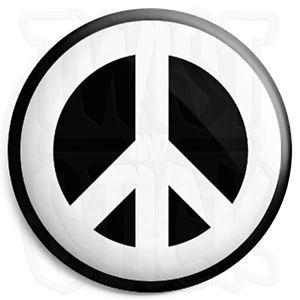Hippie Love Logo - Peace Symbol - White - 25mm Button Badge - CND Logo - Hippie Love ...