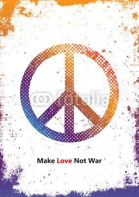 Hippie Love Logo - Make Love Not War style. PEACE logo. Color hippie poster