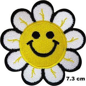 Hippie Love Logo - Flower Power Smiley Face Boho Hippie Love Iron/ Sew On Embroidered